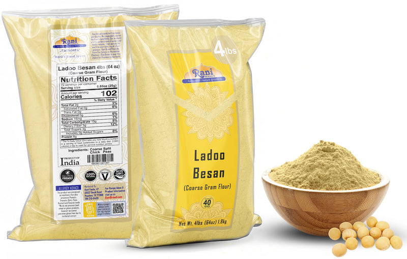 Rani Ladoo Besan (Coarse Gram Flour) 64oz (4lbs) 1.81kg Bulk ~ All Natural | Vegan | Gluten Friendly | NON-GMO | Kosher | Indian Origin