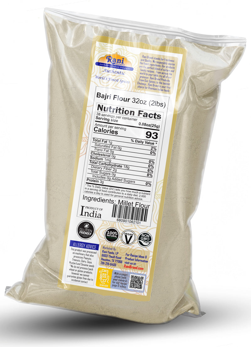 Rani Bajri Millet Flour (Pearl Millet) 32oz (2lbs) 908g ~ All Natural | Vegan | Gluten Friendly | NON-GMO | Kosher | Indian Origin