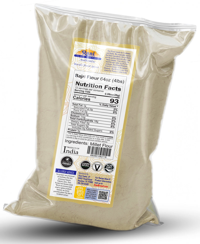 Rani Bajri Millet Flour (Pearl Millet) 64oz (4lbs) 1.81kg Bulk ~ All Natural | Vegan | Gluten Friendly | NON-GMO | Kosher | Indian Origin
