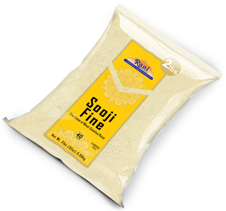Rani Sooji Fine (Farina, Suji, Rava, Wheat) Flour 32oz (2lbs) 908g ~ All Natural | Vegan | NON-GMO | Kosher | Indian Origin