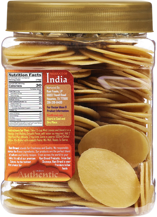 Rani Pani Puri Coins (Uncooked, Microwaveable Wheat Semolina Coins) 14oz (400g) w/Pani Puri Masala (14-Spice Blend for Indian Spicy Water) 1.75oz (50g) ~ All Natural | Vegan | NON-GMO | Kosher