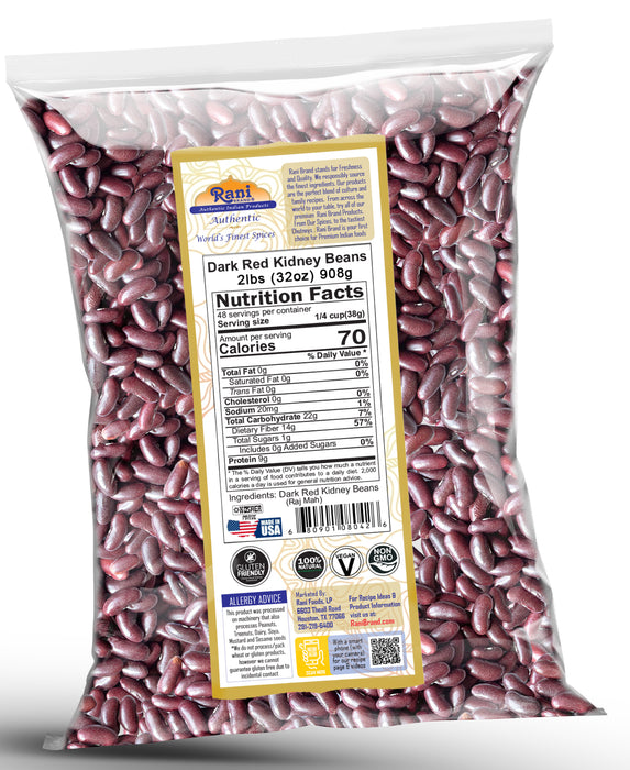 Rani Red Kidney Beans, Dark 32oz (2lbs) 908g ~ All Natural | Vegan | Gluten Friendly | NON-GMO | Kosher | Raj Mah