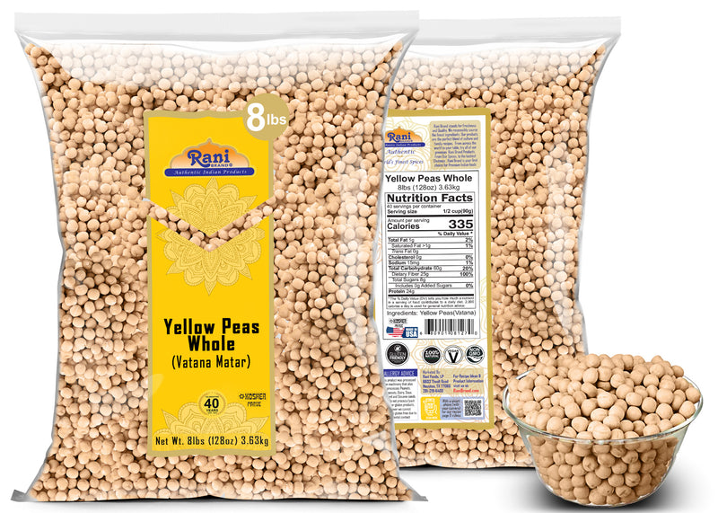Rani Yellow Peas Whole, Dried (Vatana, Matar) 128oz (8lbs) 3.63kg Bulk ~ All Natural | Vegan | Kosher | Gluten Friendly | Product of USA
