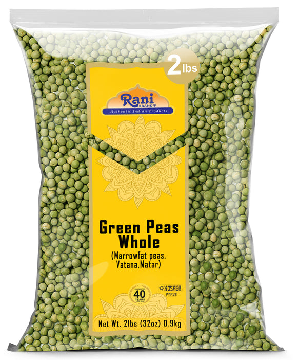 Rani Green Peas Whole, Dried (Vatana, Matar) 2lbs (32oz) ~ All Natural | Vegan | Gluten Friendly | Kosher | Product of USA