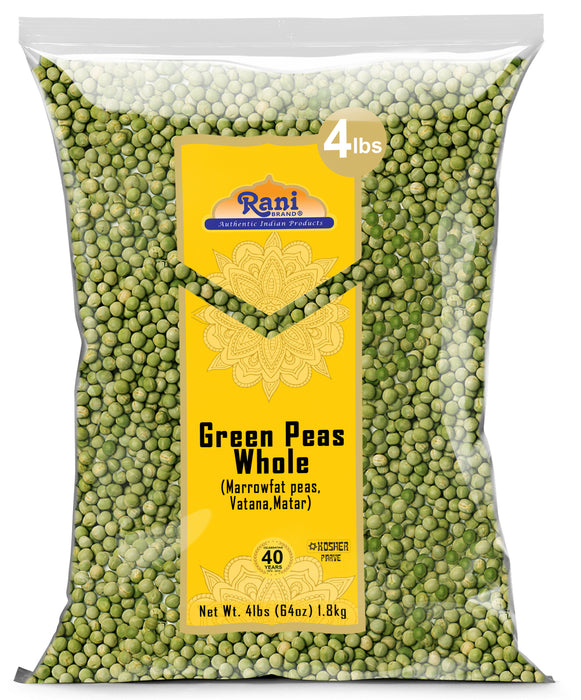 Rani Green Peas Whole, Dried (Vatana, Matar) 4lbs (64oz) ~ All Natural | Vegan | Gluten Friendly | Kosher | Product of USA