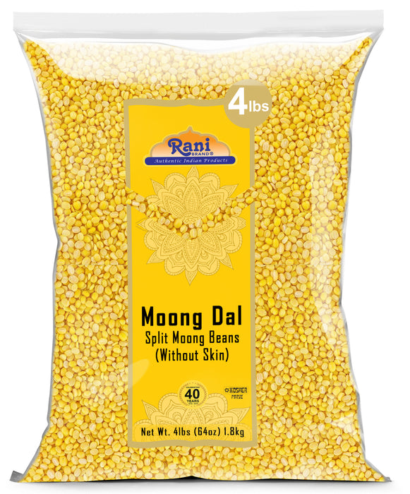 Rani Moong Dal (Split Mung Beans without skin) Indian Lentils, 64oz (4lbs) 1.81kg ~ All Natural | Gluten Friendly | NON-GMO | Kosher | Vegan | Indian Origin