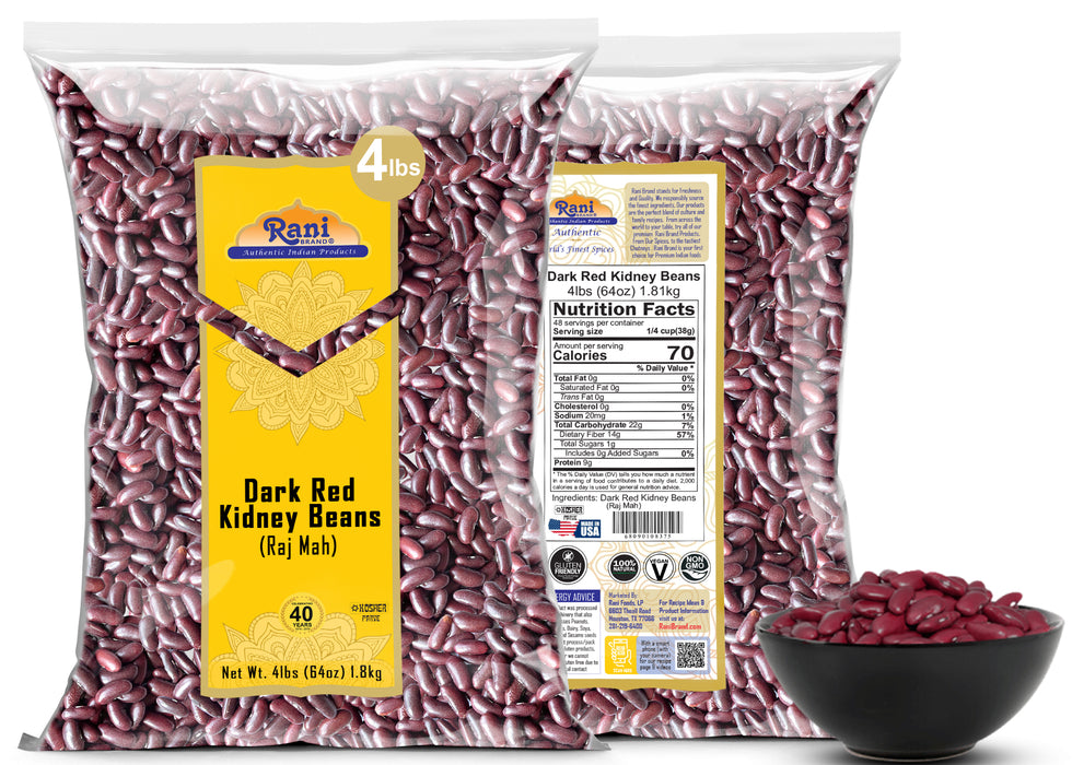 Rani Red Kidney Beans, Dark 64oz (4lbs) 1.81kg Bulk ~ All Natural | Vegan | Gluten Friendly | NON-GMO | Kosher | Raj Mah