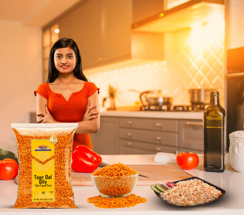 Rani Toor Dal (Split Pigeon Peas) Oily, 64oz (4lbs) 1.81kg ~ All Natural | Gluten Friendly | NON-GMO | Kosher | Vegan | Indian Origin