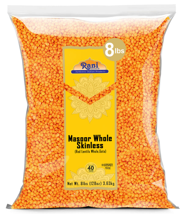 Rani Masoor Gota (Football) Indian Red Lentils Skinless 128oz (8lbs) 3.63kg Bulk ~ All Natural | Gluten Friendly | NON-GMO | Kosher | Vegan | Indian Origin