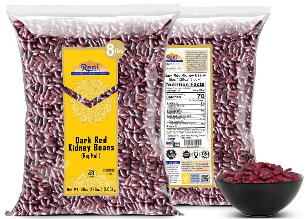 Rani Red Kidney Beans, Dark 128oz (8lbs) 3.63kg Bulk ~ All Natural | Vegan | Gluten Friendly | NON-GMO | Kosher | Raj Mah