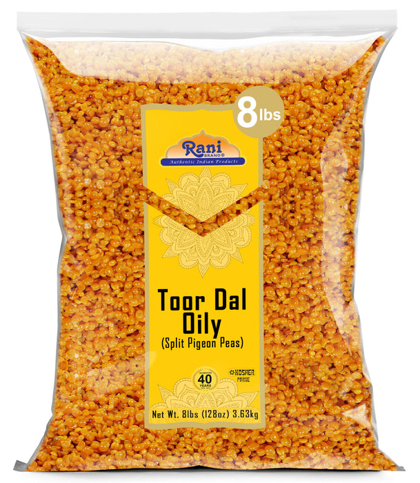 Rani Toor Dal (Split Pigeon Peas) Oily, 128oz (8lbs) 3.63kg Bulk ~ All Natural | Gluten Friendly | NON-GMO | Kosher | Vegan | Indian Origin