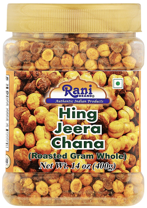 Rani Roasted Chana (Chickpeas) Hing-Jeera (Cumin-Asafetida) Flavor 14oz (400g) PET Jar ~ All Natural | Vegan | No Preservatives | Gluten Friendly | Indian Origin |Ready to Eat | Seasoned with 9 Spices