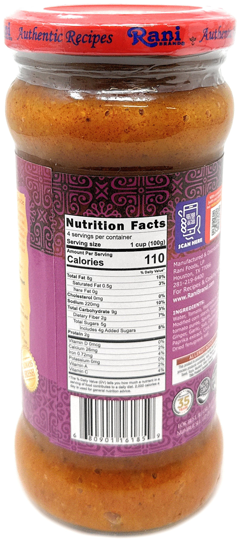 Rani Spicy Butter Chicken Curry Vegan Simmer Sauce 14oz (400g) Glass Jar, Pack of 5 +1 FREE ~ Easy to Use | Vegan | No Colors | All Natural | NON-GMO | Gluten Free | Indian Origin