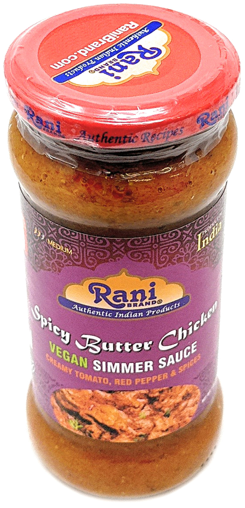 Rani Spicy Butter Chicken Curry Vegan Simmer Sauce (Creamy Tomato, Red Pepper & Spices) 14oz (400g) Glass Jar ~ Easy to Use | Vegan | No Colors | All Natural | NON-GMO | Gluten Free | Indian Origin
