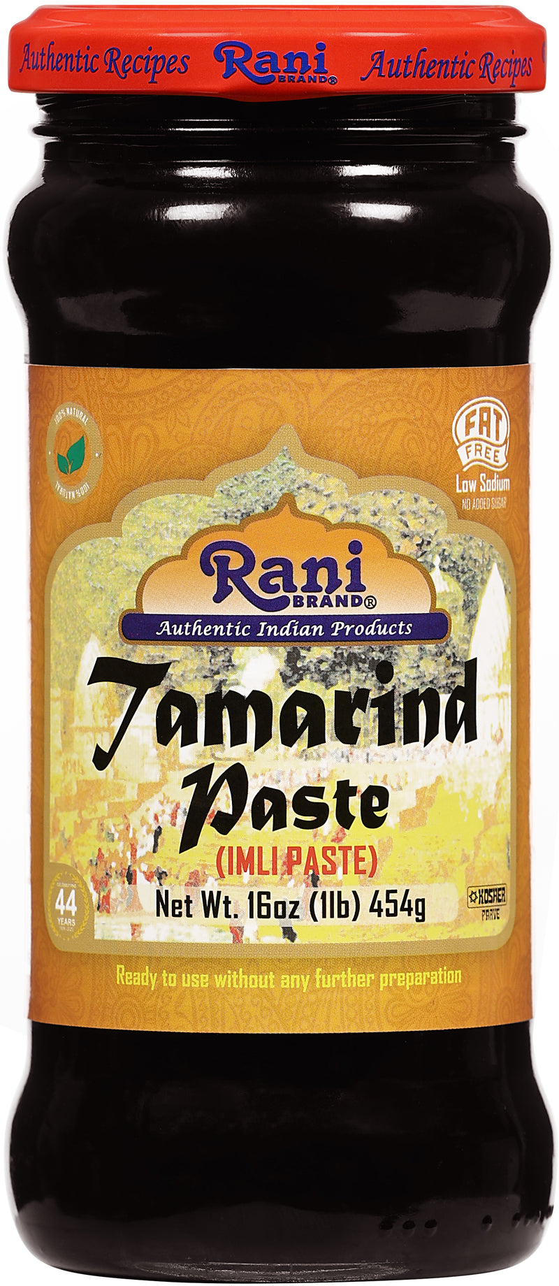 Rani Tamarind Paste Puree (Imli) 16oz (1lb) 454g Glass Jar, No added sugar, Pack of 5+1 FREE ~ All Natural | Vegan | Gluten Free | No Colors | NON-GMO | Kosher | Indian Origin