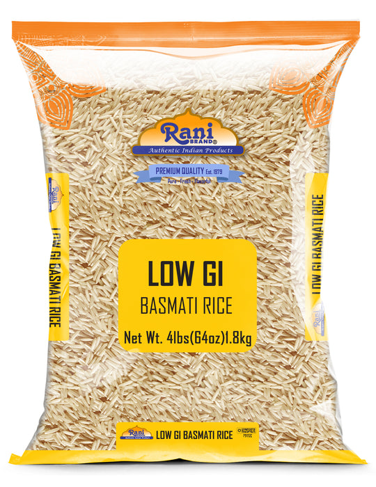 Rani White Basmati Rice Low GI (Glycemic Index) Extra Long Aged, Ideal for Diabetics, 4lbs (64oz) 1.81kg Cloth Bag ~ All Natural | Gluten Free | Vegan | Indian Origin | Export Quality