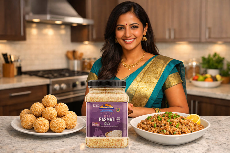 Rani White Basmati Rice Low GI (Glycemic Index) Extra Long Aged, Ideal for Diabetics, 32oz (2lbs) 908g PET Jar~ All Natural | Gluten Free | Vegan | Indian Origin | Export Quality