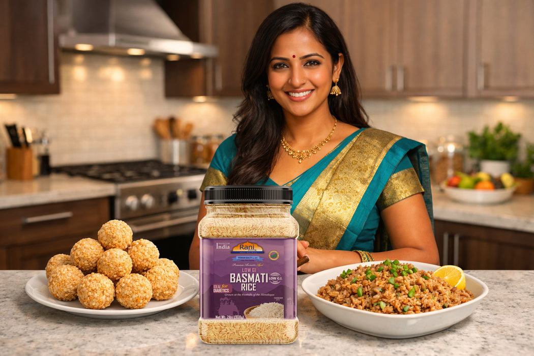 Rani White Basmati Rice Low GI (Glycemic Index) Extra Long Aged, Ideal for Diabetics, 32oz (2lbs) 908g PET Jar~ All Natural | Gluten Free | Vegan | Indian Origin | Export Quality
