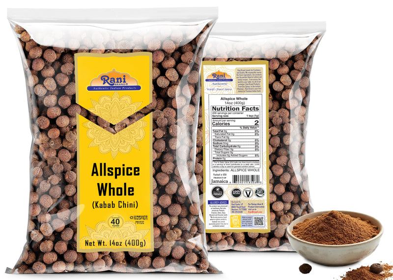 Rani Allspice (Kabab Chini) Whole Spice 14oz (400g) ~ All Natural | Vegan | Gluten Friendly | NON-GMO | Kosher | Product of Jamaica