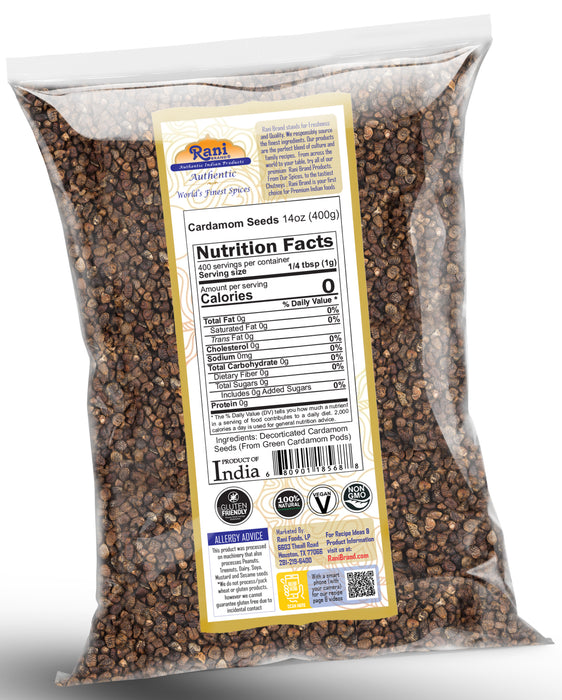 Rani Cardamom (Elachi) Decorticated Seeds Indian Spice 14oz (400g) ~ All Natural | Vegan | Gluten Friendly | NON-GMO | Kosher | Indian Origin