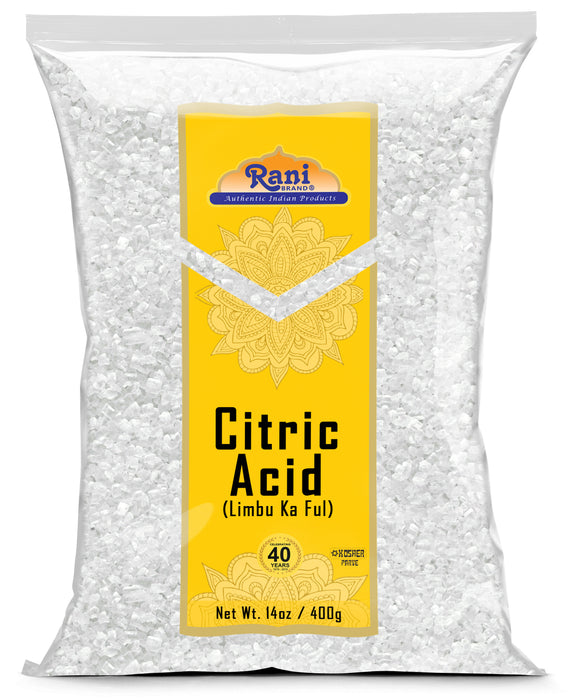 Rani Citric Acid Powder, Food Grade (Limbu Ka Ful) 14oz (400g) ~ Used for Cooking, Bath Bombs, Cleaning | Gluten Friendly | Indian Origin100g) ~ Used for Cooking, Bath Bombs, Cleaning | Gluten Friendly | Indian Origin