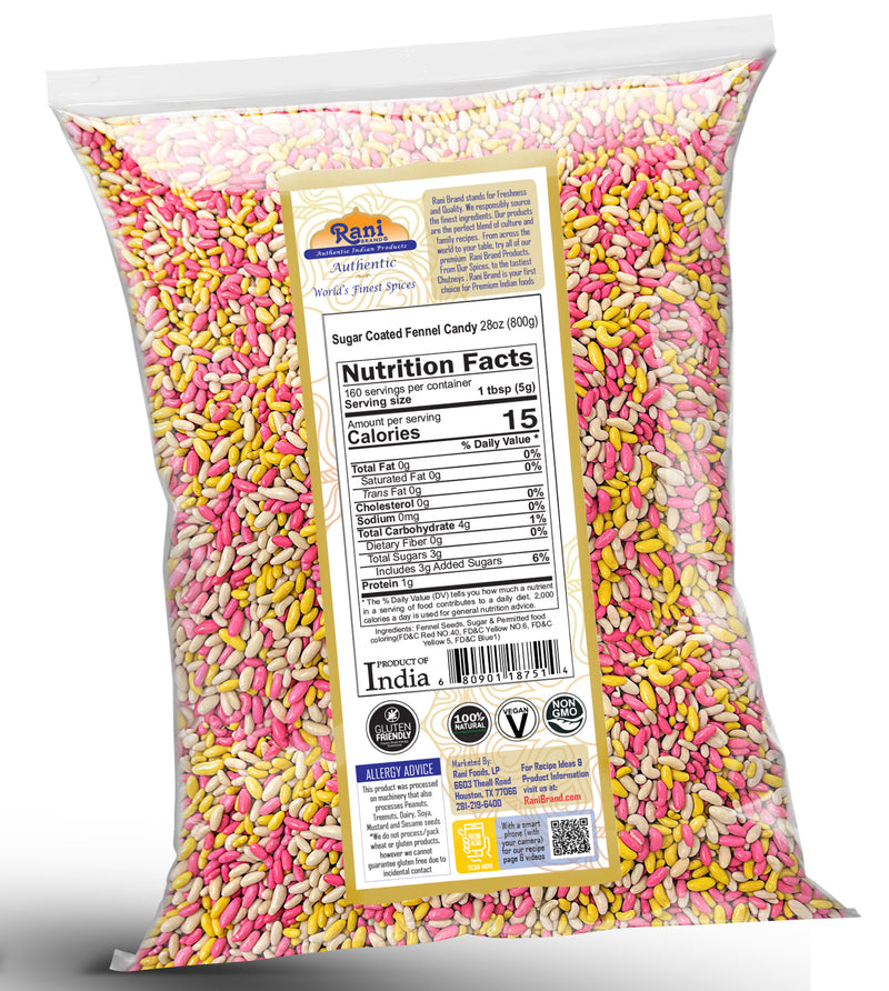 Rani Sugar Coated Fennel Candy 28oz (800g) ~ Indian After Meal Digestive Treat | Vegan | Gluten Friendly | NON-GMO | Kosher | Indian Origin (Copy)