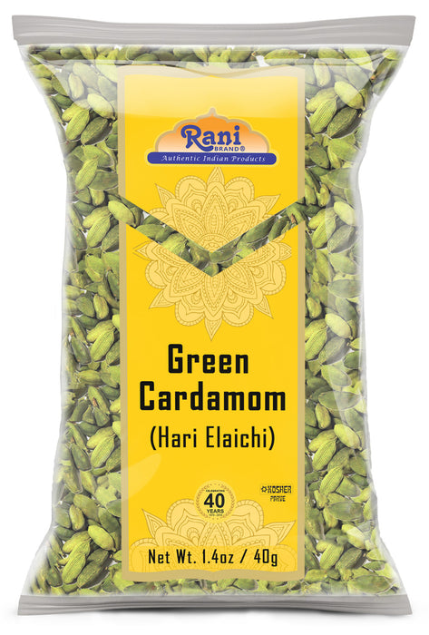 Rani Green Cardamom Pods Spice (Hari Elachi) 1.4oz (40g) ~ All Natural | Vegan | Gluten Friendly | NON-GMO | Kosher | Product of India