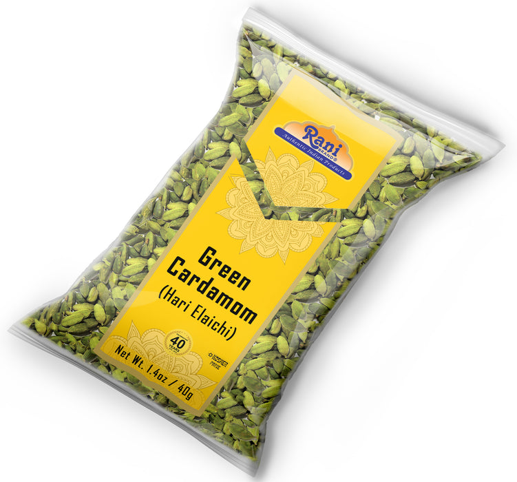 Rani Green Cardamom Pods Spice (Hari Elachi) 1.4oz (40g) ~ All Natural | Vegan | Gluten Friendly | NON-GMO | Kosher | Product of India
