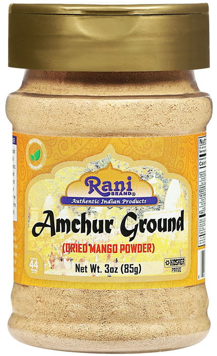 Rani Amchur (Mango) Ground Powder Spice 3oz (85g) PET Jar ~ All Natural | Gluten Friendly | Vegan | NON-GMO | No Salt or Fillers | Kosher | Indian Origin