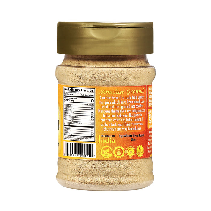 Rani Amchur (Mango) Ground Powder Spice 3oz (85g) PET Jar ~ All Natural | Gluten Friendly | Vegan | NON-GMO | No Salt or Fillers | Kosher | Indian Origin
