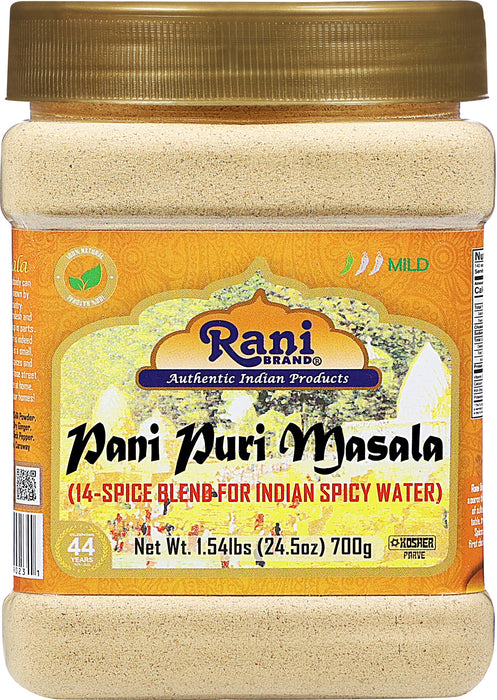 Rani Pani Puri Masala (14-Spice Blend for Indian Spicy Water) 24.5oz (1.54lbs) 700g PET Jar ~ All Natural | Vegan | No Colors | Gluten Friendly | NON-GMO | Kosher | Indian Origin, gol gappa