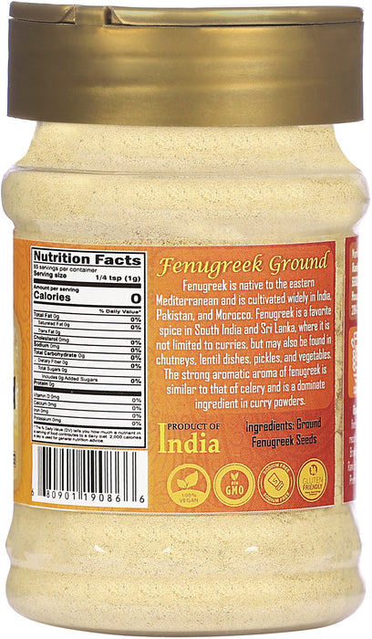 Rani Fenugreek (Methi) Seeds Ground Powder 3oz (85g) PET Jar, Trigonella foenum graecum ~ All Natural | Vegan | Gluten Friendly | Non-GMO | Kosher | Indian Origin, used in cooking & Ayurvedic spice