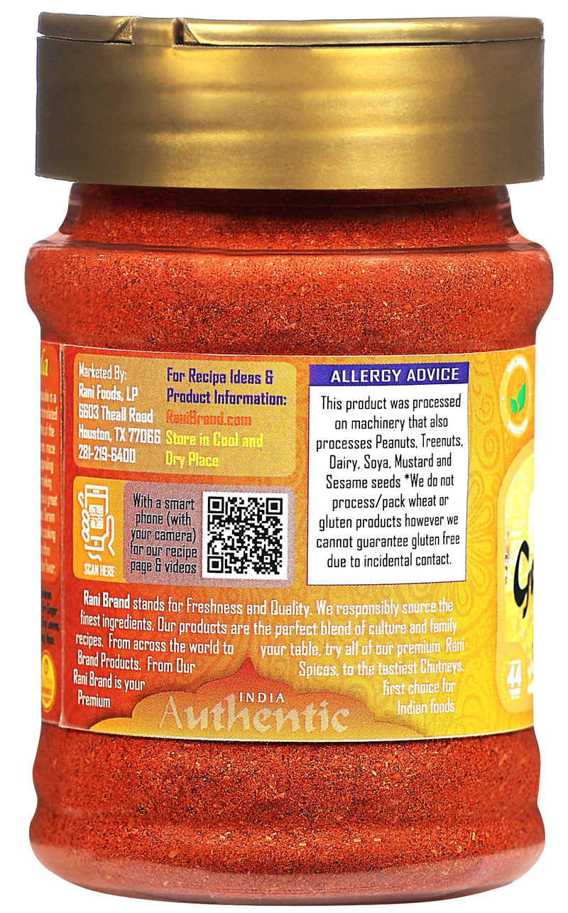 Rani Kashmiri Chilli Powder (Deggi Mirch, Low Heat) Ground Indian Spice 3oz (85g) PET Jar ~ All Natural | Salt-Free | Vegan | Kosher | Gluten Friendly | Perfect for Deviled Eggs & Other Low Heat Dishes