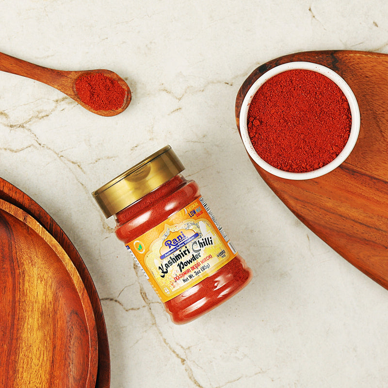 Rani Kashmiri Chilli Powder (Deggi Mirch, Low Heat) Ground Indian Spice 3oz (85g) PET Jar ~ All Natural | Salt-Free | Vegan | Kosher | Gluten Friendly | Perfect for Deviled Eggs & Other Low Heat Dishes