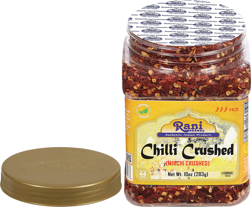 Rani Crushed Chilli (Pizza Type Cut) Indian Spice 10oz (283g) PET Jar ~ All Natural, No Color added, Gluten Friendly | Vegan | NON-GMO | Kosher | No Salt or fillers