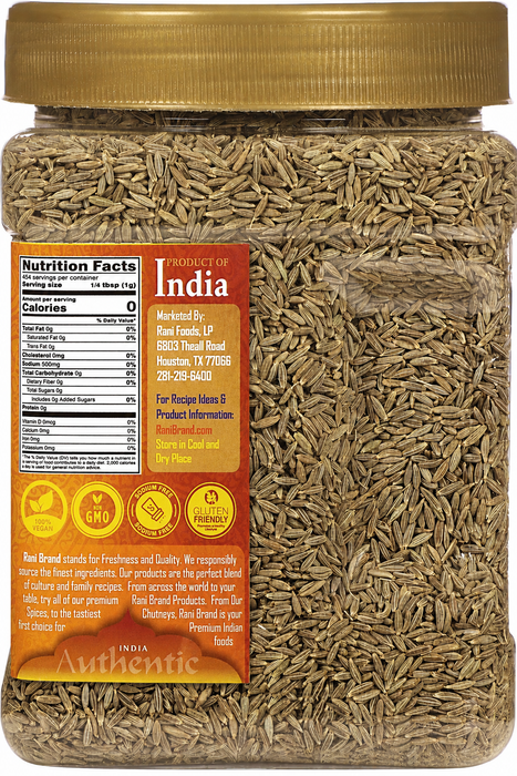 Rani Roasted Cumin Seeds Whole (Bhuna Jeera Seeds) Spice 16oz (1lb) 454g PET Jar ~ All Natural | Gluten Friendly | NON-GMO | Kosher | Vegan | Indian Origin