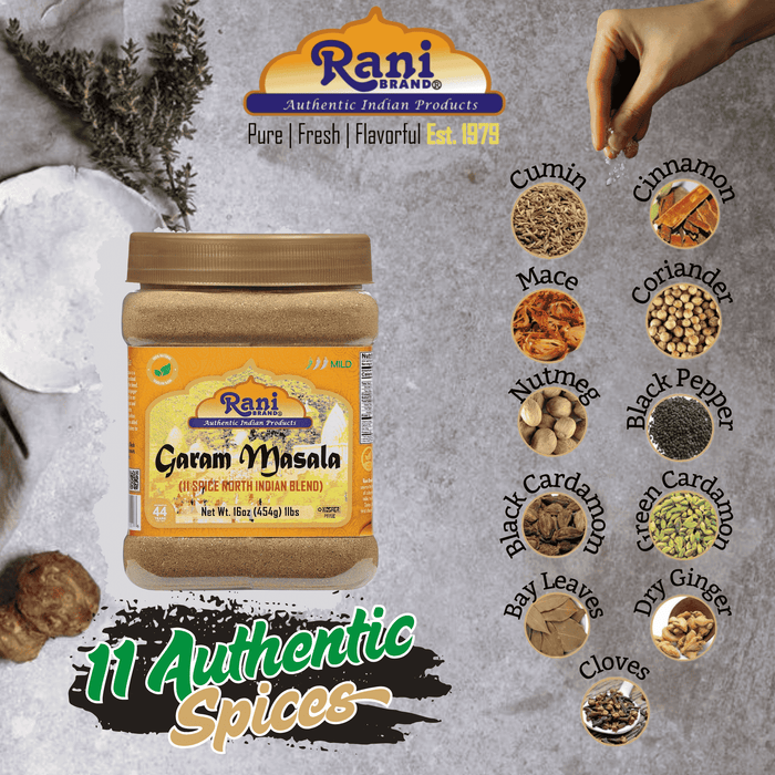 Rani Garam Masala Indian 11-Spice Blend 16oz  (1lb) 454g PET Jar ~ All Natural, Salt-Free | Vegan | No Colors | Gluten Friendly | Kosher | NON-GMO