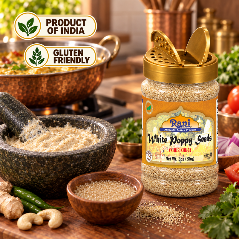 Rani White Poppy Seeds Whole (Khus Khus) 3oz (85g) PET Jar ~ Natural | Vegan | Gluten Friendly | NON-GMO | Kosher | Indian Origin