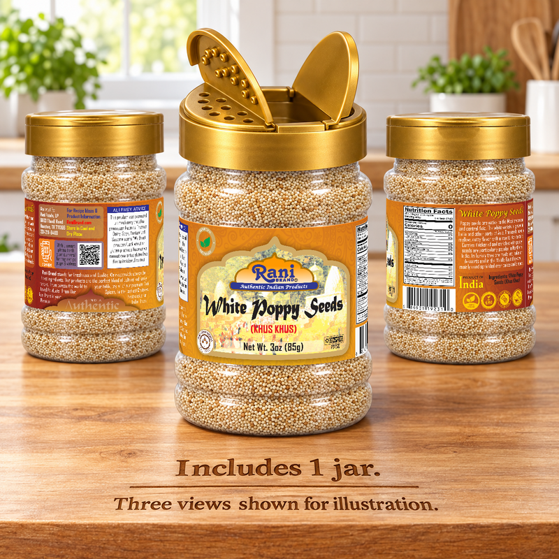 Rani White Poppy Seeds Whole (Khus Khus) 3oz (85g) PET Jar ~ Natural | Vegan | Gluten Friendly | NON-GMO | Kosher | Indian Origin
