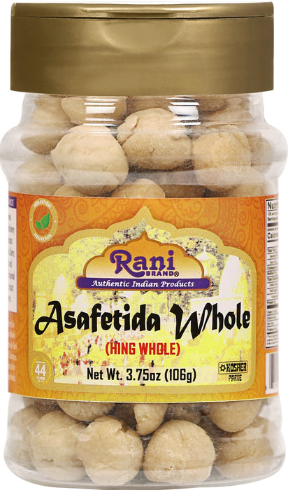 Rani Asafetida (Hing) Whole 3.75oz (106g) PET Jar ~ All Natural | Salt Free | Kosher | Vegan | Asafoetida Indian Spice | Best for Onion Garlic Substitute