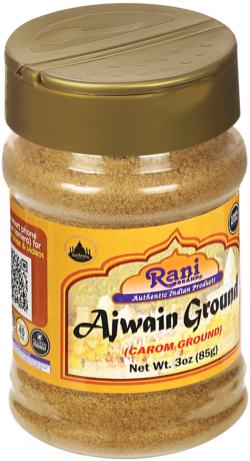 Rani Ajwain Powder (Carom Bishops Weed) Ground Spice 3oz (85g) PET Jar ~ All Natural | Vegan | Gluten Friendly | NON-GMO | Indian Origin