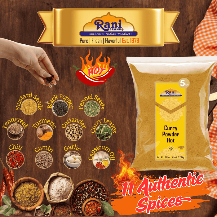 Rani Curry Powder Hot Natural 11-Spice Blend 80oz (5lbs) 2.27kg Bulk ~ Salt Free | Vegan | Gluten Friendly | NON-GMO | Kosher