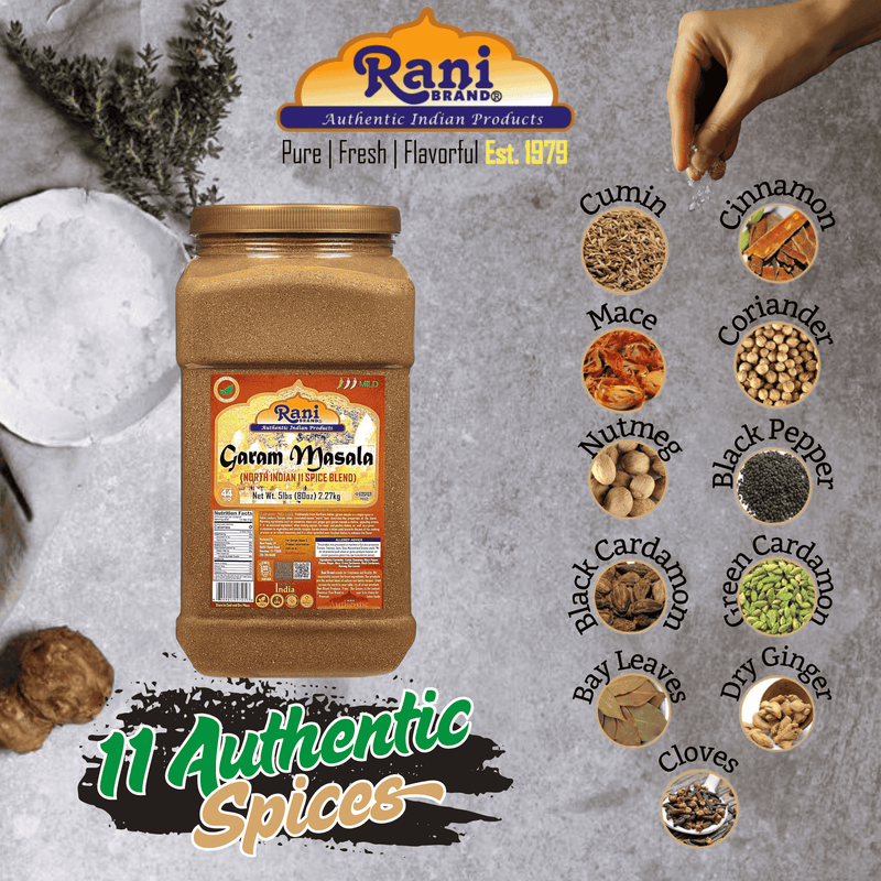 Rani Garam Masala Indian 11-Spice Blend 80oz (5lbs) 2.27kg PET Jar ~ All Natural, Salt-Free | Vegan | No Colors | Gluten Friendly | Kosher | NON-GMO