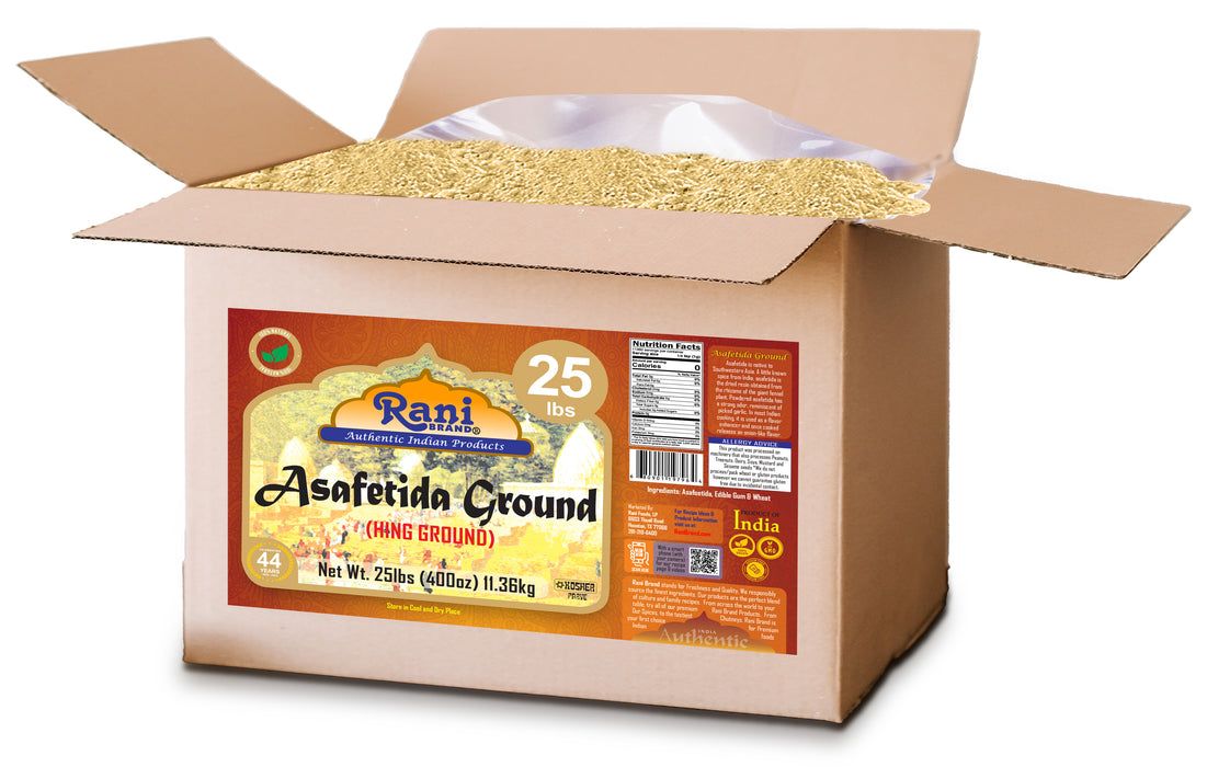 Rani Asafetida (Hing) Ground 400oz (25lbs) 11.36kg Bulk Box ~ All Natural | Salt Free | Vegan | NON-GMO | Kosher | Asafoetida Indian Spice | Best for Onion Garlic Substitute