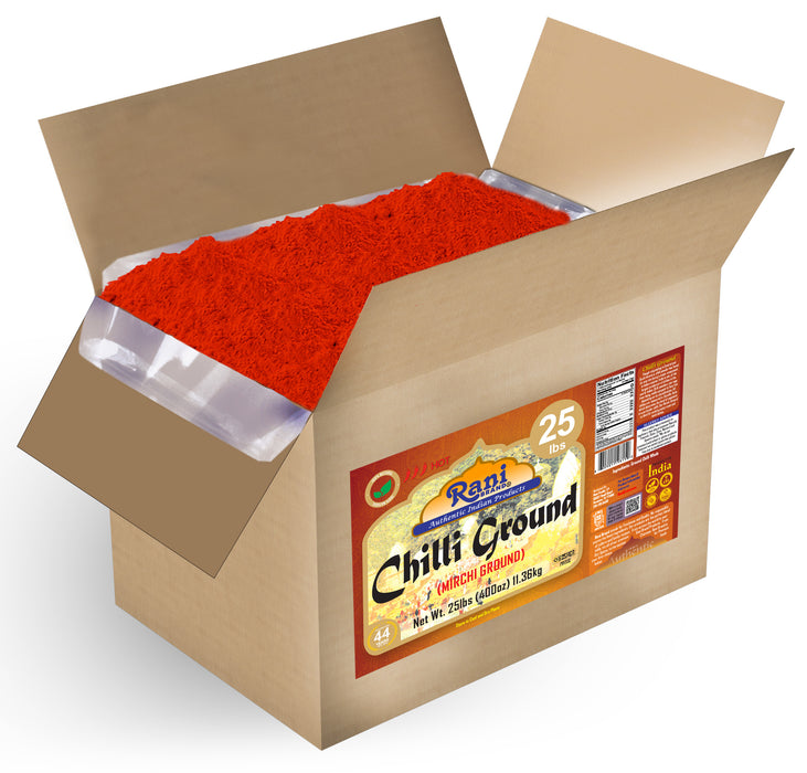 Rani Chilli Powder (Mirchi) Ground Indian Spice 400oz (25lbs) 11.36kg Bulk Box ~ All Natural | Salt-Free | Vegan | No Colors | Gluten Friendly | NON-GMO | Kosher | Indian Origin