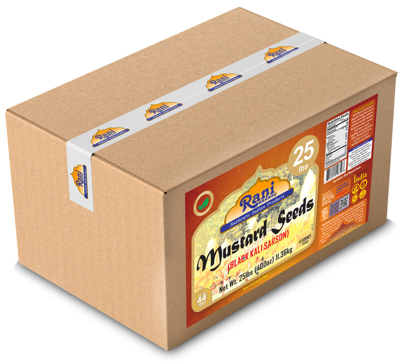 Rani Black Mustard Seeds Whole Spice (Kali Rai) 400oz (25lbs) 11.36kg Bulk Box ~ All Natural | Gluten Friendly | NON-GMO | Kosher | Vegan | Indian Origin