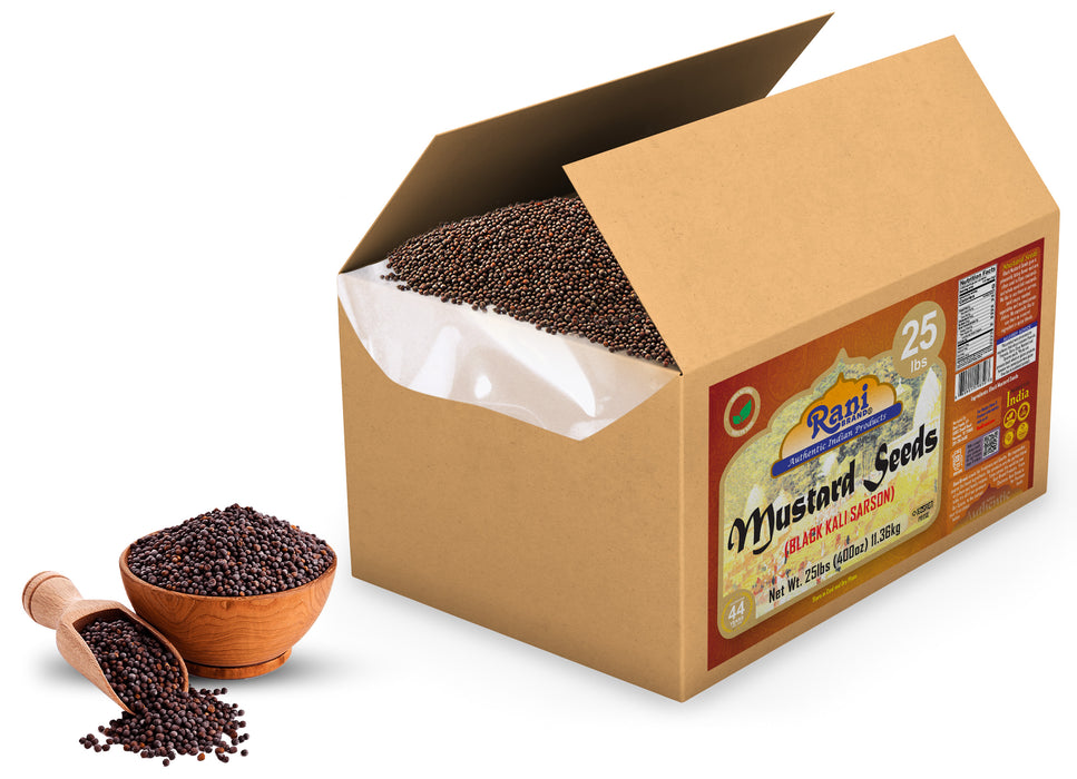 Rani Black Mustard Seeds Whole Spice (Kali Rai) 400oz (25lbs) 11.36kg Bulk Box ~ All Natural | Gluten Friendly | NON-GMO | Kosher | Vegan | Indian Origin