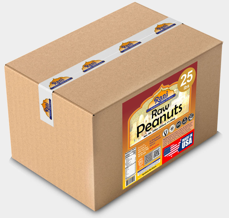 Rani Peanuts, Raw Whole With Skin (uncooked, unsalted) 25lbs (400oz) 11.36g Bulk Box ~ All Natural | Vegan | Gluten Friendly | Fresh Product of USA