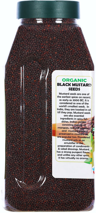 Rani Organic Black Mustard Seeds Whole Spice (Rai Sarson) 20oz (1.25lbs) 567g PET Jar ~ All Natural | Vegan | Indian Origin | USDA Certified Organic