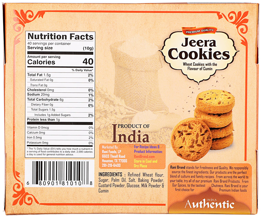 Rani Jeera Cookies (Wheat Cookies with the Flavor of Cumin) 14oz (400g) Pack of 3+1 FREE, Premium Quality Indian Cookies ~ All Natural | Vegan | Non-GMO | Indian Origin